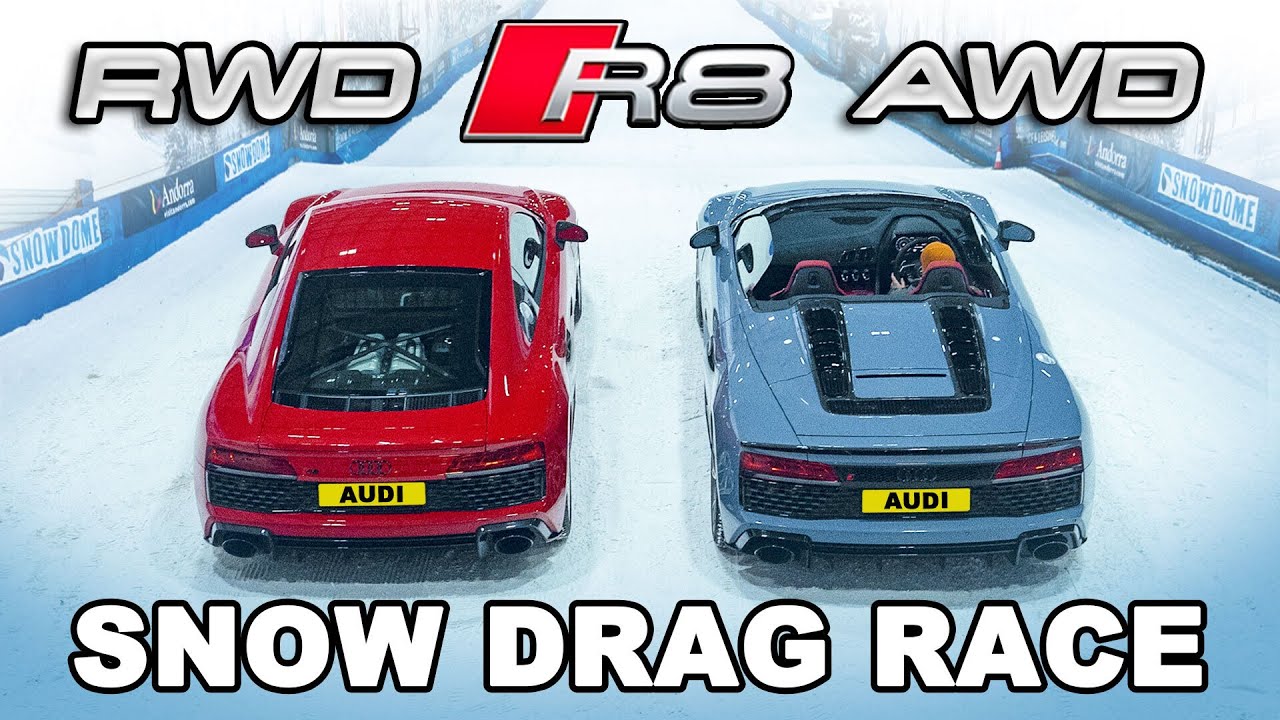 Audi R8 AWD v RWD: Winter Tyre Drag Race