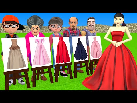 Scary Teacher 3D vs Squid Game Choose Beautiful Princess Dress vs Dressing Room 5 Times Challenger
