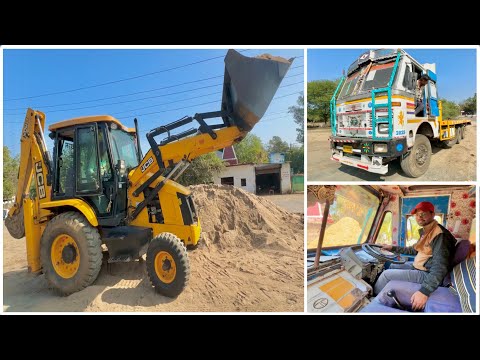 इसको चलाना बहुत कठिन है TATA 3118 Truck JCB 205 Excavator Platform Trailer Driving First Time