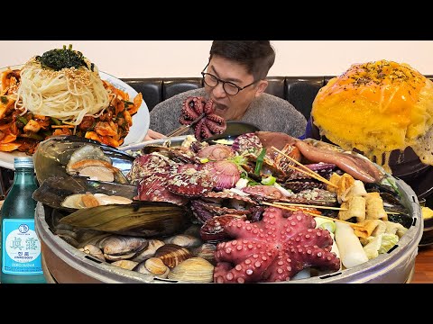 왕푸짐한 🤤대왕조개전골에 칼국수사리는 필수!ㅎ 🍶반주 먹방 Clam Soup MUKBANG