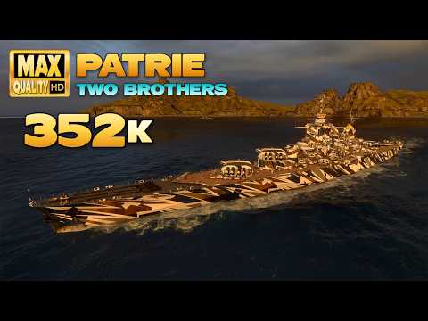 Battleship Patrie  Big damage on map Two Brothers   World of Warships