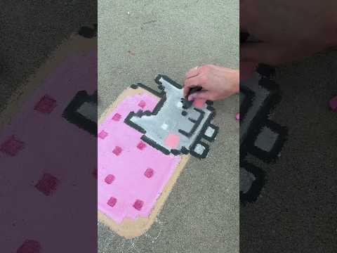 Chalking Nyan Cat 🐱 pixel chalk art