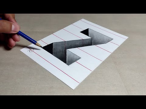 👉 Dibujos de Ilusión Óptica 3D 🟢 Como dibujar LETRA Z en 3D - arte fácil