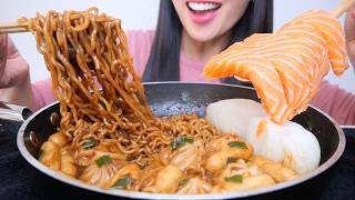 RICE CAKE + BLACKBEAN NOODLES + DUMPLINGS  + SASHIMI (ASMR EATING SOUNDS) LIGHT WHISPERS | SAS-ASMR