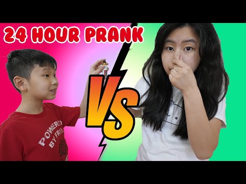 24 hour challenge Sibling Prank War Sis VS Bro