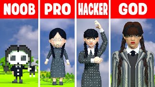 Minecraft WEDNESDAY 2 STATUE BUILD CHALLENGE - NOOB vs PRO vs HACKER vs GOD