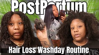 My Hair is Falling OUT | Postpartum Hair Loss Wash Day Routine | Natural Hair ACV Rinses