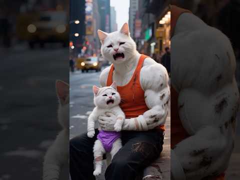 😭The stepmother took advantage of the cat father's departure .....😿💔  #aicat  #aishorts #cat