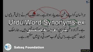 Urdu Word Synonyms-ex مترادف الفاظ۔مشق