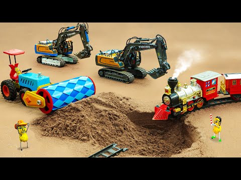 Diy tractor mini Road Roller making Road Construction | diy Excavator Railway Track Repair | HP Mini