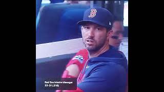 Chad Tracy asks, "Everybody here?" #mlb #manager #coaches #players #dugout #redsox