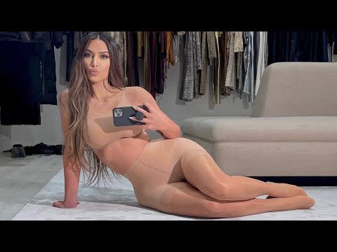 Kim Kardashian West walks through SKIMS Hosiery
