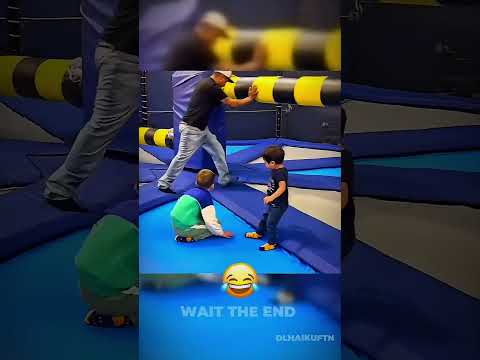 Kids Doing Hilarious Jumps At Trampoline Parks #shorts
