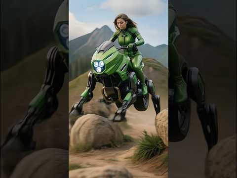 Wild Ride: Futuristic Rider and Her Four-Legged #bike Dominate the Mountains #robot #motorcycle