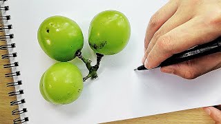 Can 3 Grapes Make Art? 🍇🎨 | Fruit Art Drawing