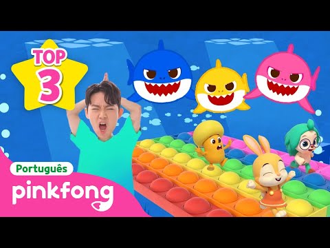 [TOP3] Pop It + Bebê Tubarão Colorido + Cores da Família Tubarão🌈 | Pinkfong! Canções para Crianças