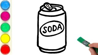 Soda Drawing, Painting, Coloring for Kids and Toddlers | Learn How to Draw  Food and Drink