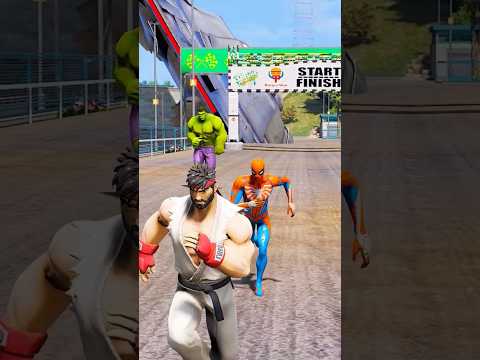 GTA V - SPIDERMAN SLEEPING GROUND BUT WHO WILL WIN RUNNING RACE? 😉 #shorts