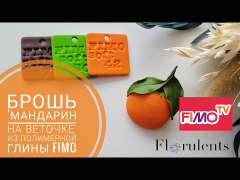 Мастер-класс: Брошь "мандарин на веточке" из полимерной глины FIMO