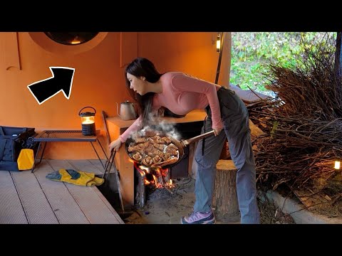 SOLO GIRL'S LUXURY INFLATABLE TENT CAMPING WITH NATURE HOT SAUNA - ULTIMATE RELAX ( coody tent)