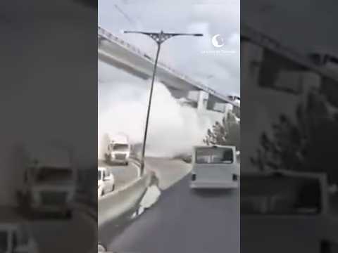 Así derrapó la pipa de gas LP en CDMX