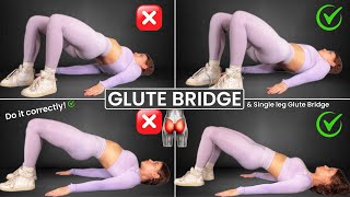 GLUTE BRIDGE | Do it Correctly to Grow your GLUTES 🔥 Best GLUTE Exercise | Single Leg Glute Bridge