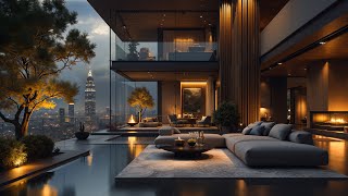 Jazz in a Luxury Living Room Overlooking the City at Night 🌆 | Gentle Jazz to Relieve All Stress