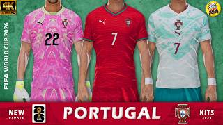 4K 🔴 PORTUGAL Official FIFA World Cup 2026 Kits | 4K Texture | Official Numbers | PES 2021