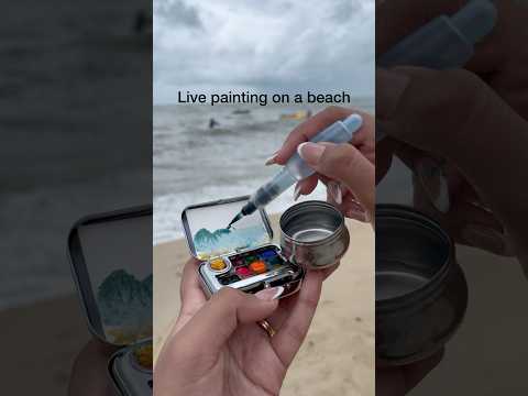Live sketching on the beach❤️🥹 #livepainting #beachlove #livesketching #watercolorart #honeymoon