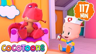 O pequeno dinossauro está doente e mais musicas infantis de Cleo e Cuquin 🦖🤒  Cocotoons Brasil