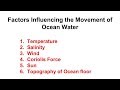 Factors Influencing Ocean Water Movement