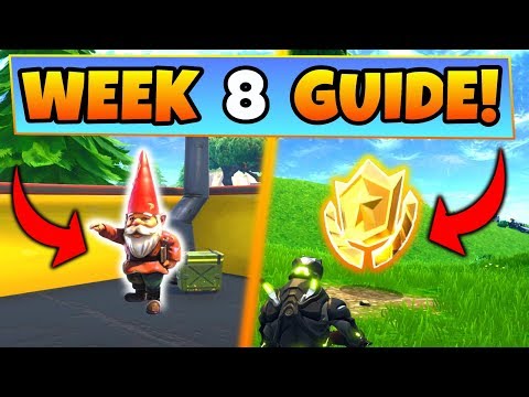 Fortnite WEEK 8 CHALLENGES GUIDE! – HUNGRY GNOMES LOCATIONS, Treasure MAP (Battle Royale Season 4)