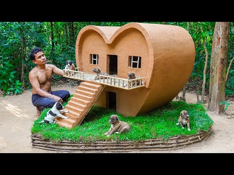 Rescue Puppies building Valentine's Day Dog House - Build House for Puppies