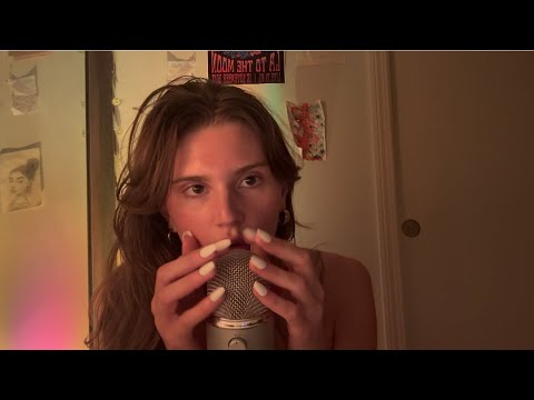 ASMR mouth sounds, hand movements and mic scratching for sleep