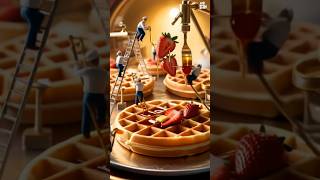 Miniature worker at wafel factory #shorts #Miniature #ai