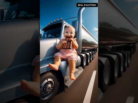 A baby girl takes all her chocolate to her grandma's house through truck😭 #ai#shorts#cute#baby