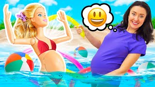 🏊‍♀️💦 Wassergymnastik mit Barbie und Mia! Spaß im Pool für werdende Mamas