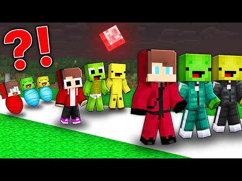 JJ, Mikey and Banana Kid Life Cycle : SQUID GAME Player vs Guard vs Boss in Minecraft Maizen!