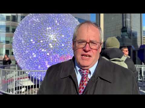 YouTube video thumbnail: Times Square Unveils New Year's Eve Ball After 9-Year Redesign
