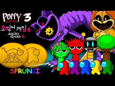 어몽어스Among Us Vs SPRUNKI & POPPY PLAYTIME play game Squidgames | Peanut Among Us Animation Zombie