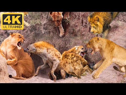 Historic Battle: Lions Ambush a Hyena Den, Igniting an Explosive Brawl