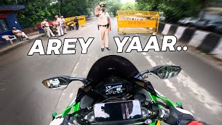 police mil gayi Subha Subha 😭Loudest Zx10R unleashed!!