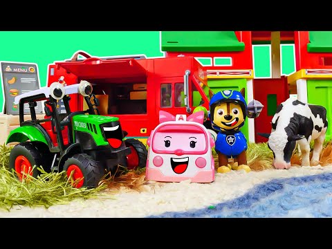 ¡Un gran granero para la granja! Juguetes de Paw Patrol y Robocar Poli