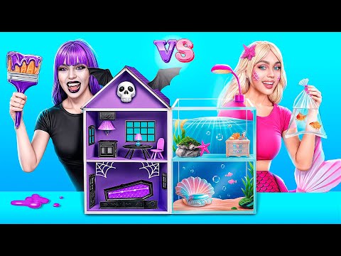 We build a Tiny House at Home! Mermaid vs Vampire!