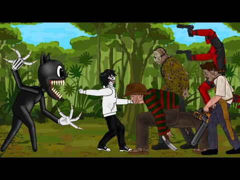 Cartoon Cat vs  Slashers Jason Jeff Freddy Leatherafack creepypasta deadpool freddy krueger Lathrfak