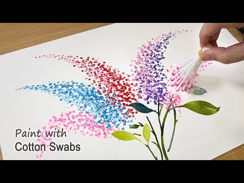 Cotton swabs painting technique for beginners / Easy painting step by step