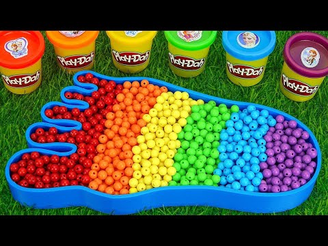 Satisfying Video l How to make Rainbow Bathtub FOOT WITH Mixing Beads AND Painting Cutting ASMR