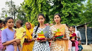 Gaown me katha ka pahla din or Kalash Yatra🙏 || vrindavan se aaye sant || hari kripa #vlog #minivlog