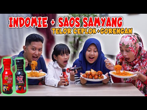 Drama makan Indomie + Saos Samyang + Telor Ceplok + Gorengan