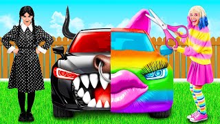 Voiture Arc-en-ciel vs Voiture Noire Défi | Gadgets Intelligents vs Hacks TeenChallenge